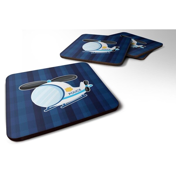 Carolines Treasures Police Helicopter Foam Coasters - Set of 4 - BB7008FC