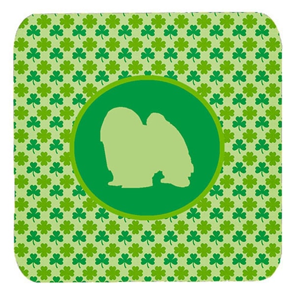 Carolines Treasures Japanese Chin Lucky Shamrock Foam Coasters- Set of 4 - SDK1103-C-FC