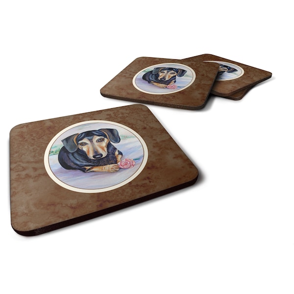 Carolines Treasures Black and Cream Dachshund Foam Coaster, Set of 4 - 7076FC