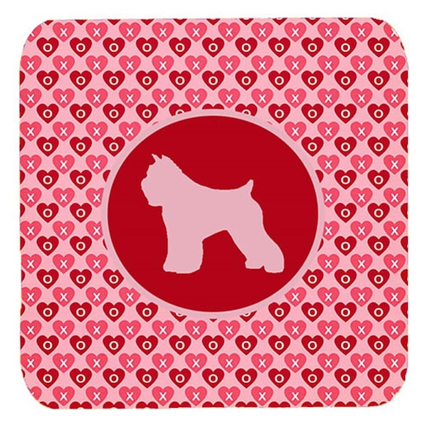 Carolines Treasures Bouvier Des Flandres Valentine Hearts Foam Coasters, 3.5 x 3.5 in., 4PK - SDK1120-A-FC