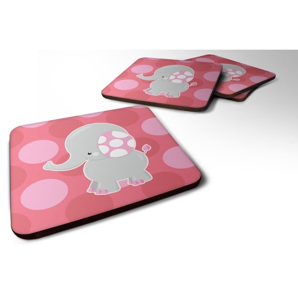 Carolines Treasures Elephant Big Polkadots Foam Coasters - Set of 4 - BB6950FC