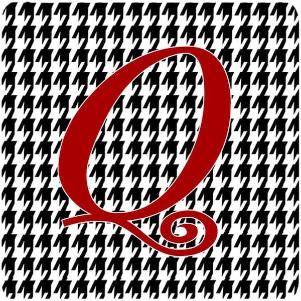 Carolines Treasures Set of 4 Monogram - Houndstooth Black Foam Coasters Initial Letter Q - CJ1035-QFC