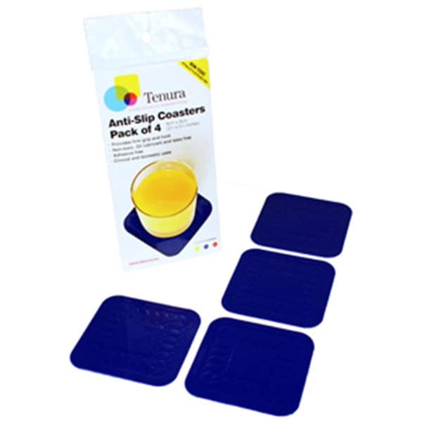Tenura 3 x 3 in. Silicone Non-Slip Square Coaster, Blue, 4PK - TENURA-753720902