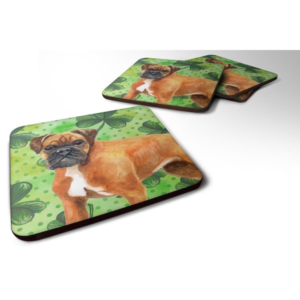 Carolines Treasures German Boxer St Patricks Foam Coaster - Set of 4 - BB9814FC