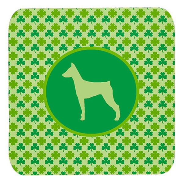 Carolines Treasures German Pinscher Lucky Shamrock Foam Coasters- Set of 4 - SDK1078-C-FC