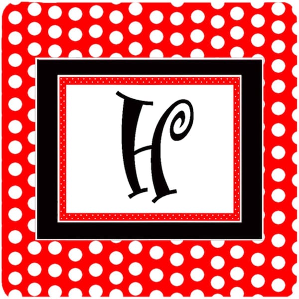 Carolines Treasures Monogram - Red Black Polka Dots Foam Coasters Initial Letter H, 4PK - CJ1012-HFC