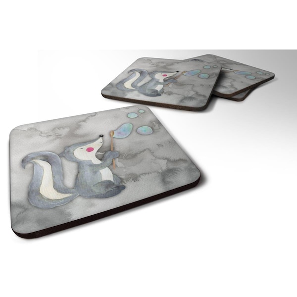Carolines Treasures Skunk & Bubbles Watercolor Foam Coasters - Set of 4 - BB7352FC