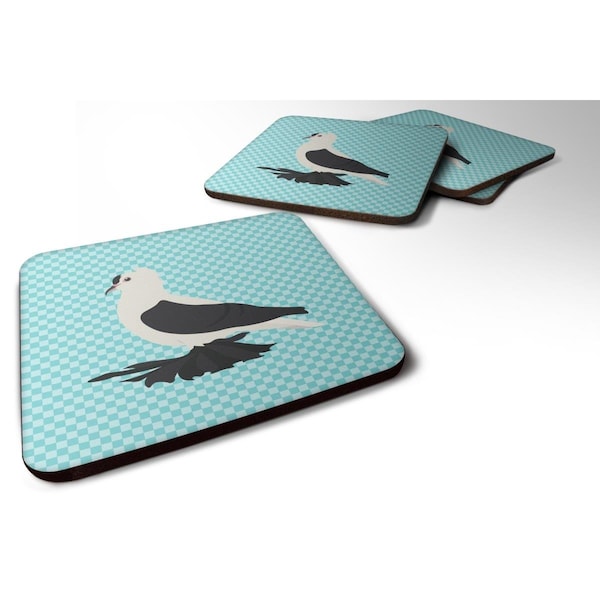 Carolines Treasures Saxon Fairy Swallow Pigeon Blue Check Foam Coaster, Set of 4 - BB8120FC