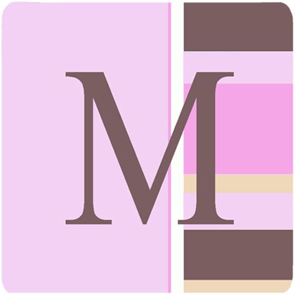 Carolines Treasures Monogram - Pink Stripes Foam Coasters Initial Letter M- Set of 4 - CJ1005-MFC