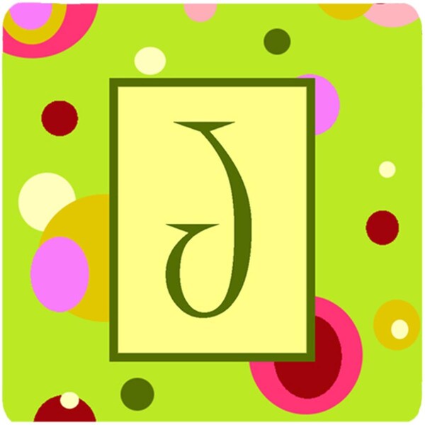 Carolines Treasures Monogram - Green Foam Coasters Initial Letter J- Set of 4 - CJ1010-JFC