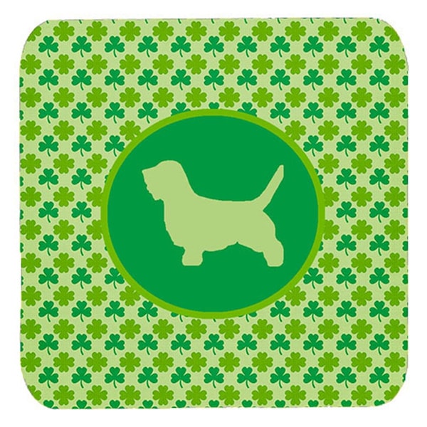 Carolines Treasures Petit Basset Griffon Vendeen Lucky Shamrock Foam Coasters- Set of 4 - SDK1087-C-FC