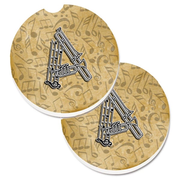 Carolines Treasures Letter A Musical Instrument Alphabet Cup Holder Car Coaster, 2PK - CJ2004-ACARC