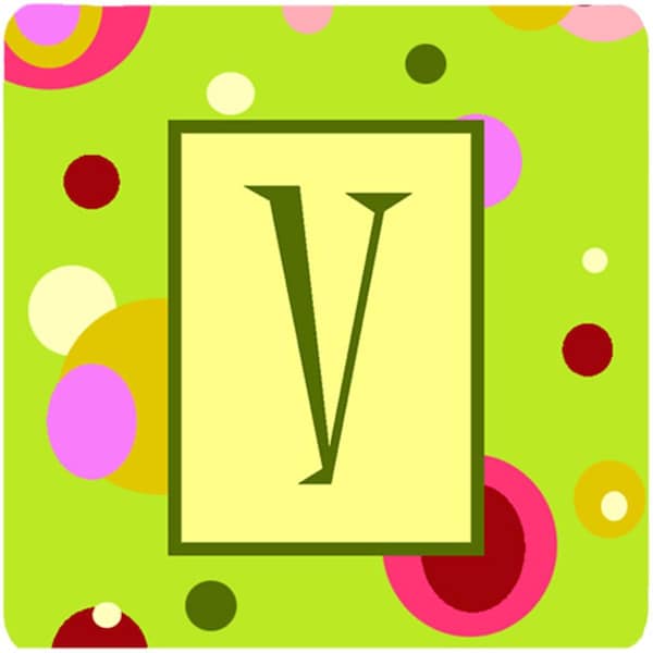 Carolines Treasures Monogram - Green Foam Coasters Initial Letter V- Set of 4 - CJ1010-VFC