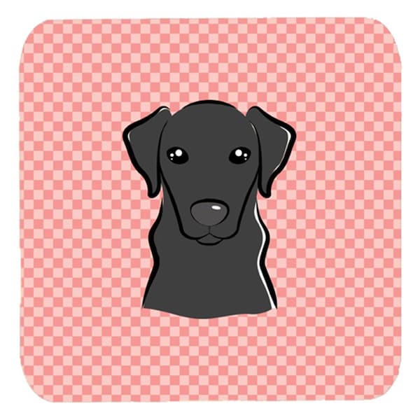 Carolines Treasures 3.5 x 3.5 In. Checkerboard Pink Black Labrador Foam Coasters- Set of 4 - BB1235FC