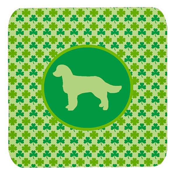 Carolines Treasures American Water Spaniel Lucky Shamrock Foam Coasters- Set of 4 - SDK1005-C-FC