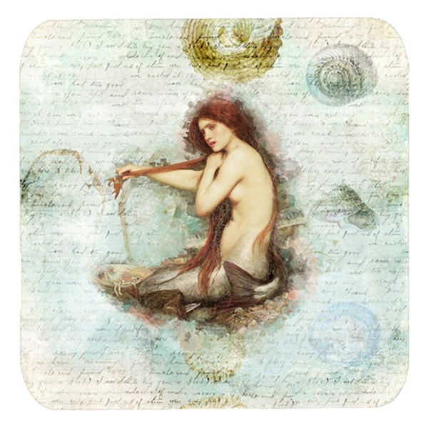 Carolines Treasures Mermaids And Mermen Foam Coasters - Set of 4- 3.5 x 3.5 In. - SB3047FC
