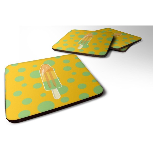 Carolines Treasures Ice Pop Popsicle Orange Green Foam Coasters - Set of 4 - BB7064FC