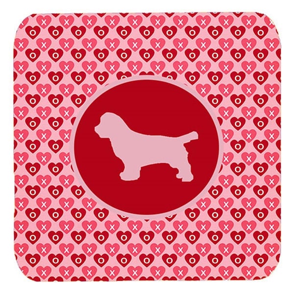 Carolines Treasures Sussex Spaniel Valentine Hearts Foam Coasters, 3.5 x 3.5 in., 4PK - SDK1061-A-FC