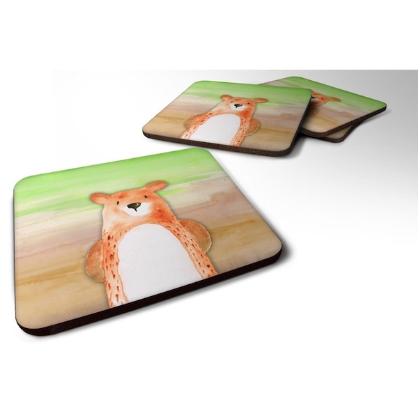 Carolines Treasures Bear Watercolor Foam Coasters - Set of 4 - BB7434FC