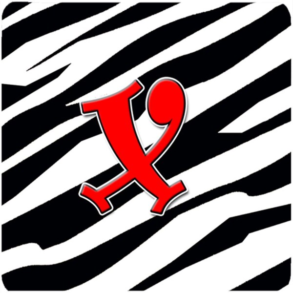 Carolines Treasures Monogram - Zebra Red Foam Coasters- Initial Letter x, 3.5 x 3.5 in., 4PK - CJ1024-XFC