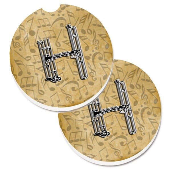 Carolines Treasures Letter H Musical Instrument Alphabet Cup Holder Car Coaster, 2PK - CJ2004-HCARC