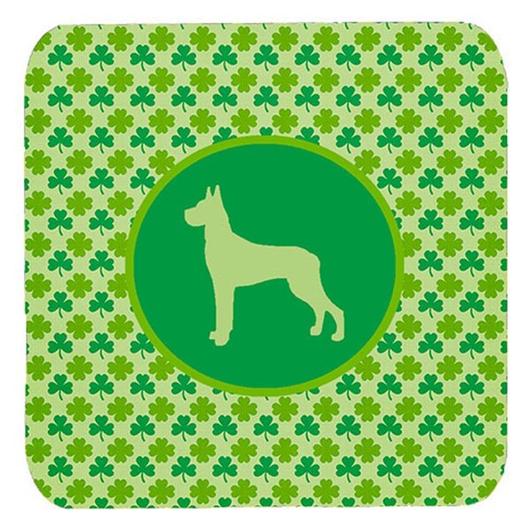 Carolines Treasures Great Dane Lucky Shamrock Foam Coasters- Set of 4 - SDK1080-C-FC