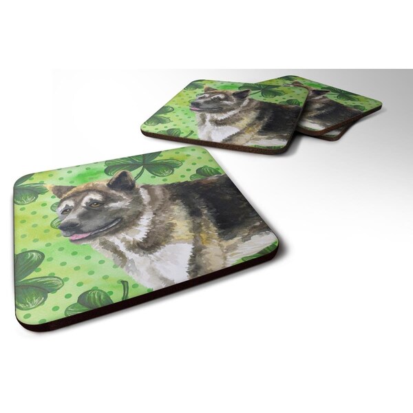 Carolines Treasures American Akita St.Patricks Foam Coaster, 3.5 x 3.5 in. - Set of 4 - BB9843FC