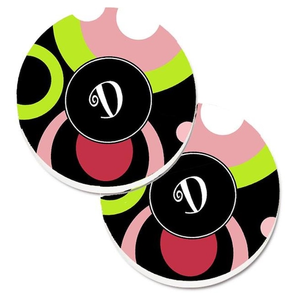 Carolines Treasures Carolines Treasures AM1002-DCARC Letter D Monogram Retro in Black Set of 2 Cup Holder Car Coaster - AM1002-DCARC