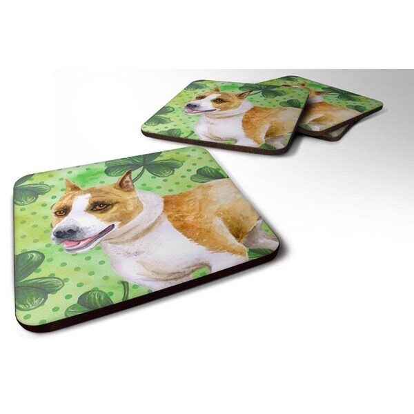 Carolines Treasures American Staffordshire St Patricks Foam Coaster - Set of 4 - BB9818FC