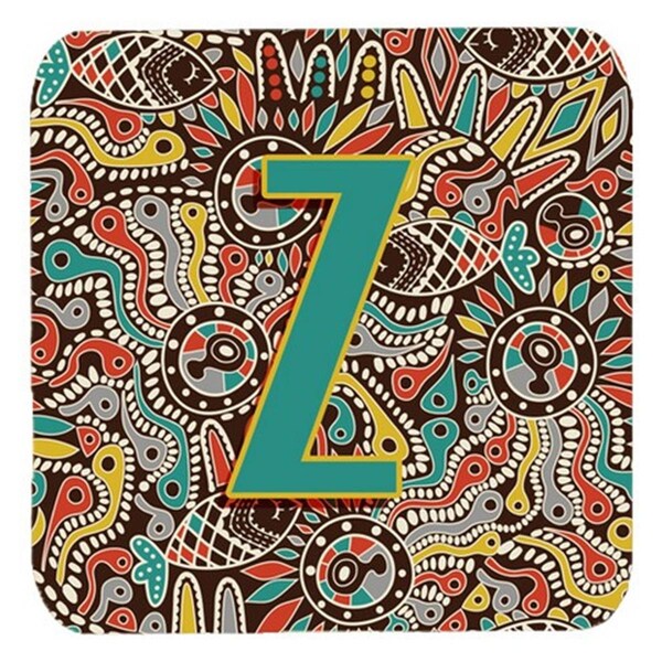 Carolines Treasures Letter Z Retro Tribal Alphabet Initial Foam Coasters- Set of 4 - CJ2013-ZFC