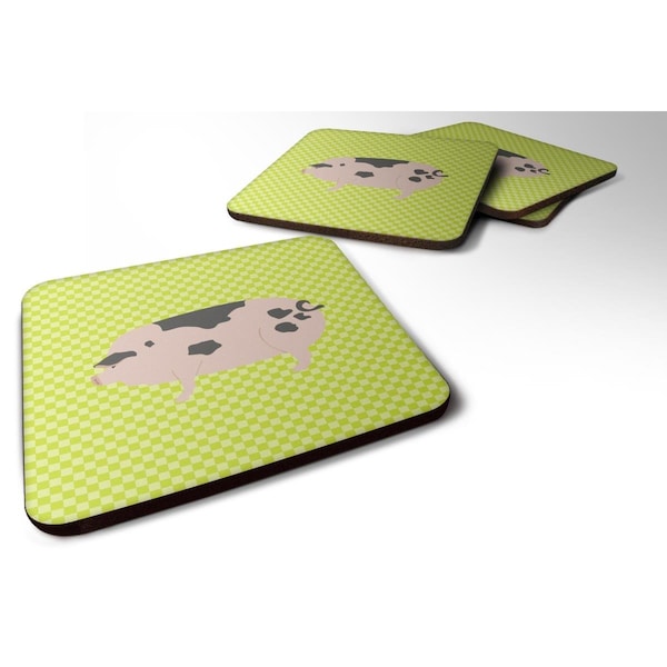 Carolines Treasures Gloucester Old Spot Pig Green Foam Coaster, Set of 4 - BB7766FC