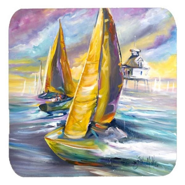 Carolines Treasures Middle Bay Lighthouse Sailboats Foam Coasters- Set of 4 - JMK1234FC