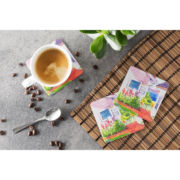 Carolines Treasures Beach View Between The Houses Foam Coasters - Set 4 - 6125FC