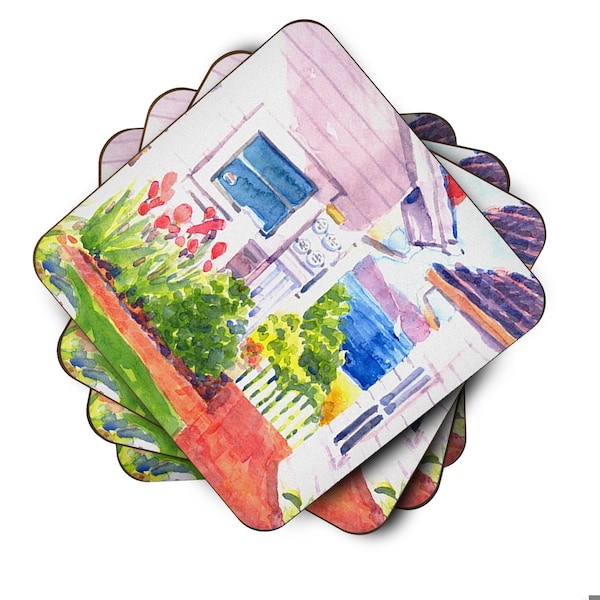 Carolines Treasures Beach View Between The Houses Foam Coasters - Set 4 - 6125FC