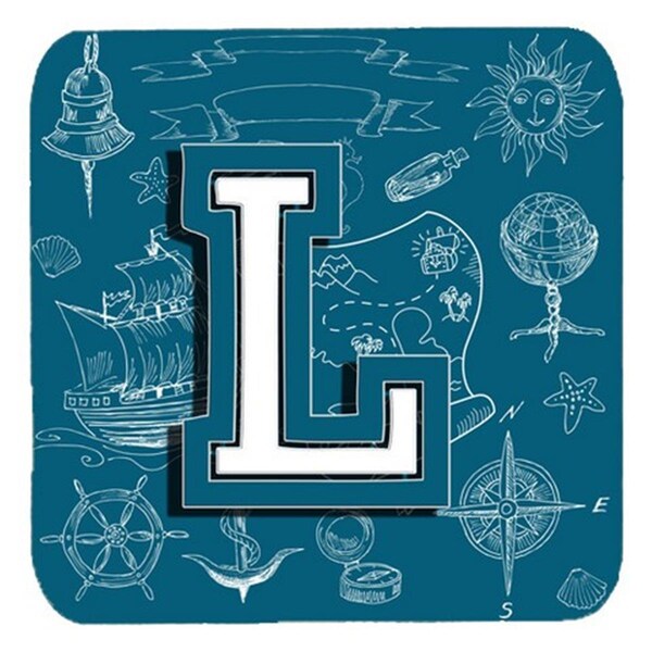 Carolines Treasures Letter L Sea Doodles Initial Alphabet Foam Coasters- Set of 4 - CJ2014-LFC
