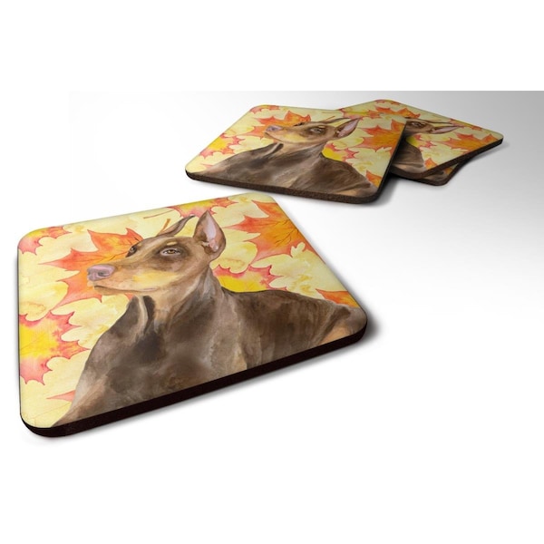 Carolines Treasures Doberman Pinscher Fall Foam Coaster, 3.5 x 3.5 in. - Set of 4 - BB9970FC