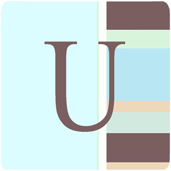 Carolines Treasures Monogram - Blue Stripes Foam Coasters Initial Letter U- Set of 4 - CJ1003-UFC