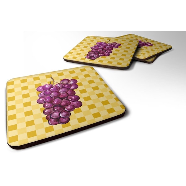 Carolines Treasures Grapes on Basketweave Foam Coasters - Set of 4 - BB7227FC