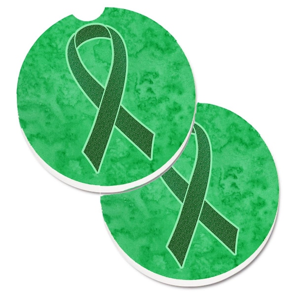 Carolines Treasures Kelly Green Ribbon for Kidney Cancer Awareness Cup Holder Car Coaster, 2PK - AN1220CARC