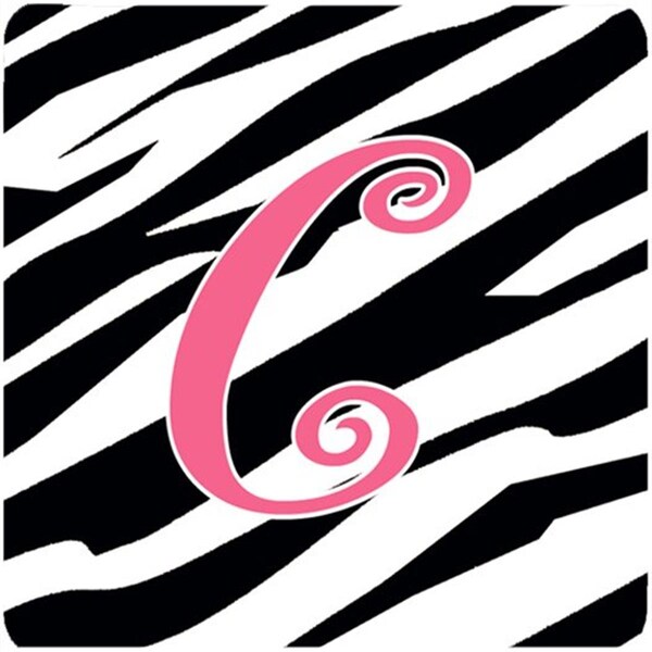 Carolines Treasures Monogram - Zebra Stripe And Pink Foam Coasters, Initial Letter C, 4PK - CJ1037-CFC