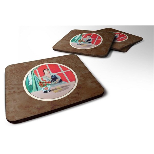Carolines Treasures Lady with Her Schipperke Foam Coaster, 3.5 x 0.25 x 3.5 in., 4PK - 7269FC