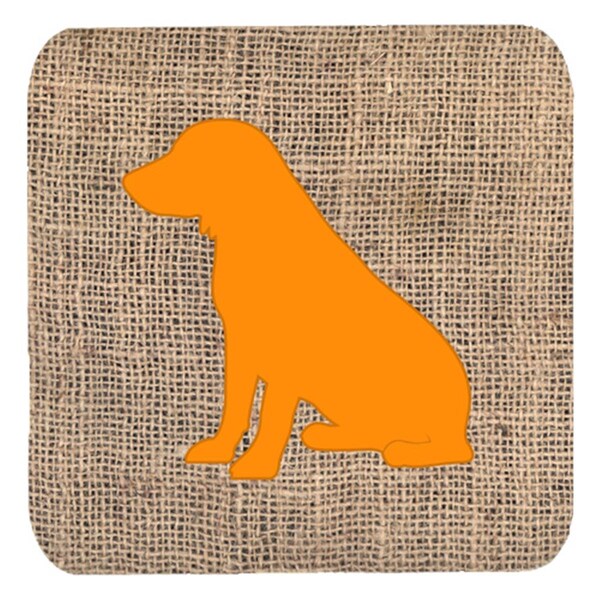 Carolines Treasures Boykin Spaniel Burlap And Orange Foam Coasters, 3.5 x 3.5 in., 4PK - BB1070-BL-OR-FC