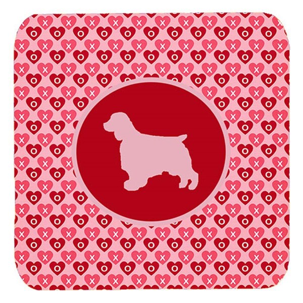 Carolines Treasures Welsh Springer Spaniel Valentine Hearts Foam Coasters, 3.5 x 3.5 in., 4PK - SDK1064-A-FC