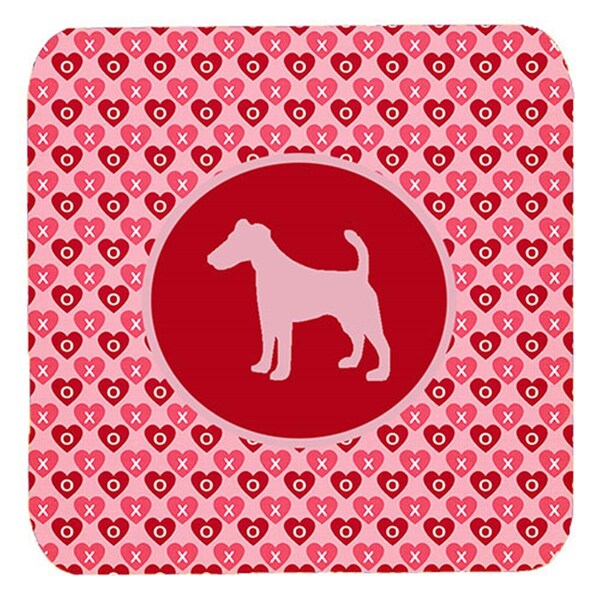 Carolines Treasures Fox Terrier Smooth Valentine Hearts Foam Coasters, 3.5 x 3.5 in., 4PK - SDK1058-A-FC