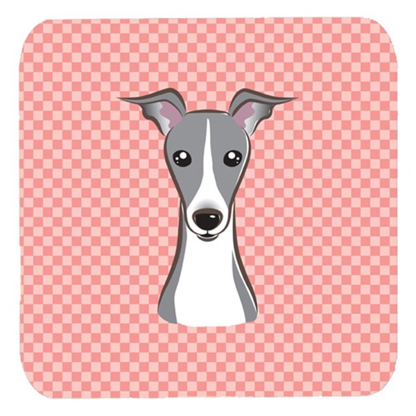Carolines Treasures 3.5 x 3.5 In. Checkerboard Pink Italian Greyhound Foam Coasters, 4PK - BB1236FC