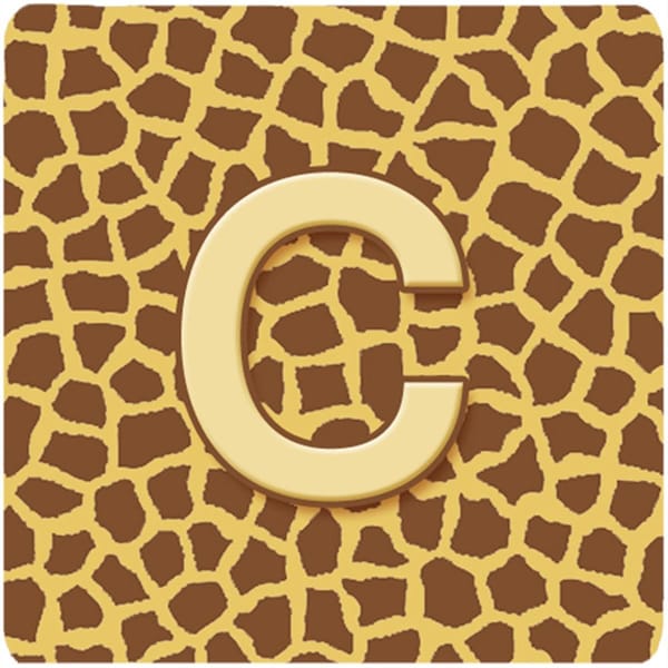 Carolines Treasures Monogram - Giraffe Foam Coasters- Initial Letter C, 3.5 x 3.5 in., 4PK - CJ1025-CFC