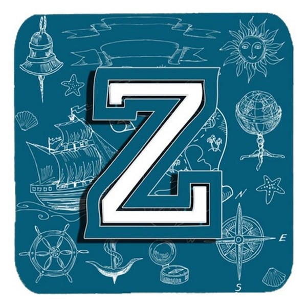 Carolines Treasures Letter Z Sea Doodles Initial Alphabet Foam Coasters- Set of 4 - CJ2014-ZFC