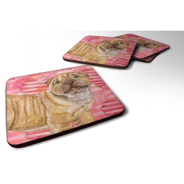 Carolines Treasures Shar Pei Puppy Love Foam Coaster - Set of 4 - BB9806FC