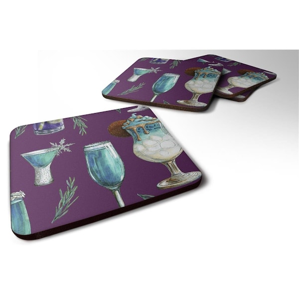 Carolines Treasures Drinks and Cocktails Purple Foam Coaster, Set of 4 - BB5204FC