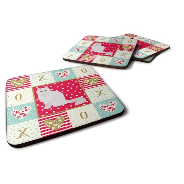 Carolines Treasures 3.5 x 3.5 in. Chinchilla Persian Longhair Cat Love Foam Coaster, 4PK - CK5752FC